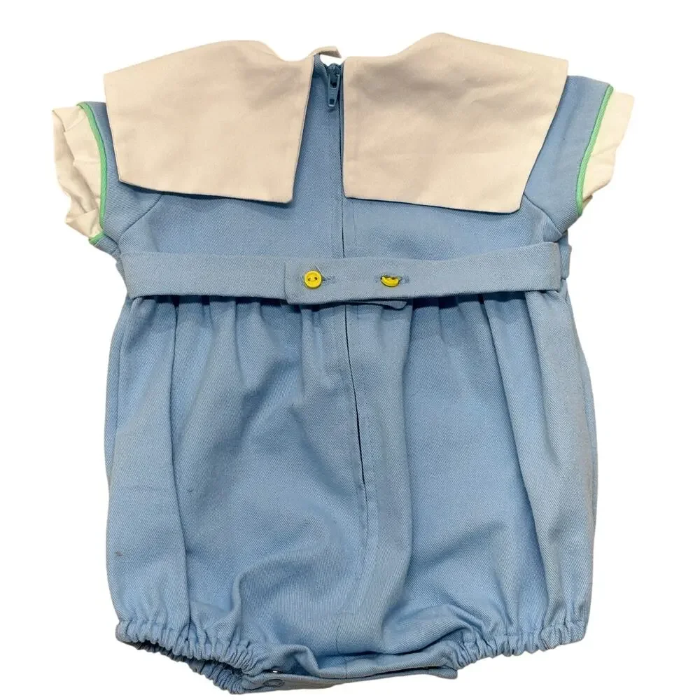 Vintage Robert Jackson Bubble Romper Baby 3 Mos USA Made Embroidered Duckling
